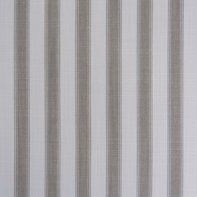 Muted sand taupe and pale grey vertical stripes on a fine woven ground