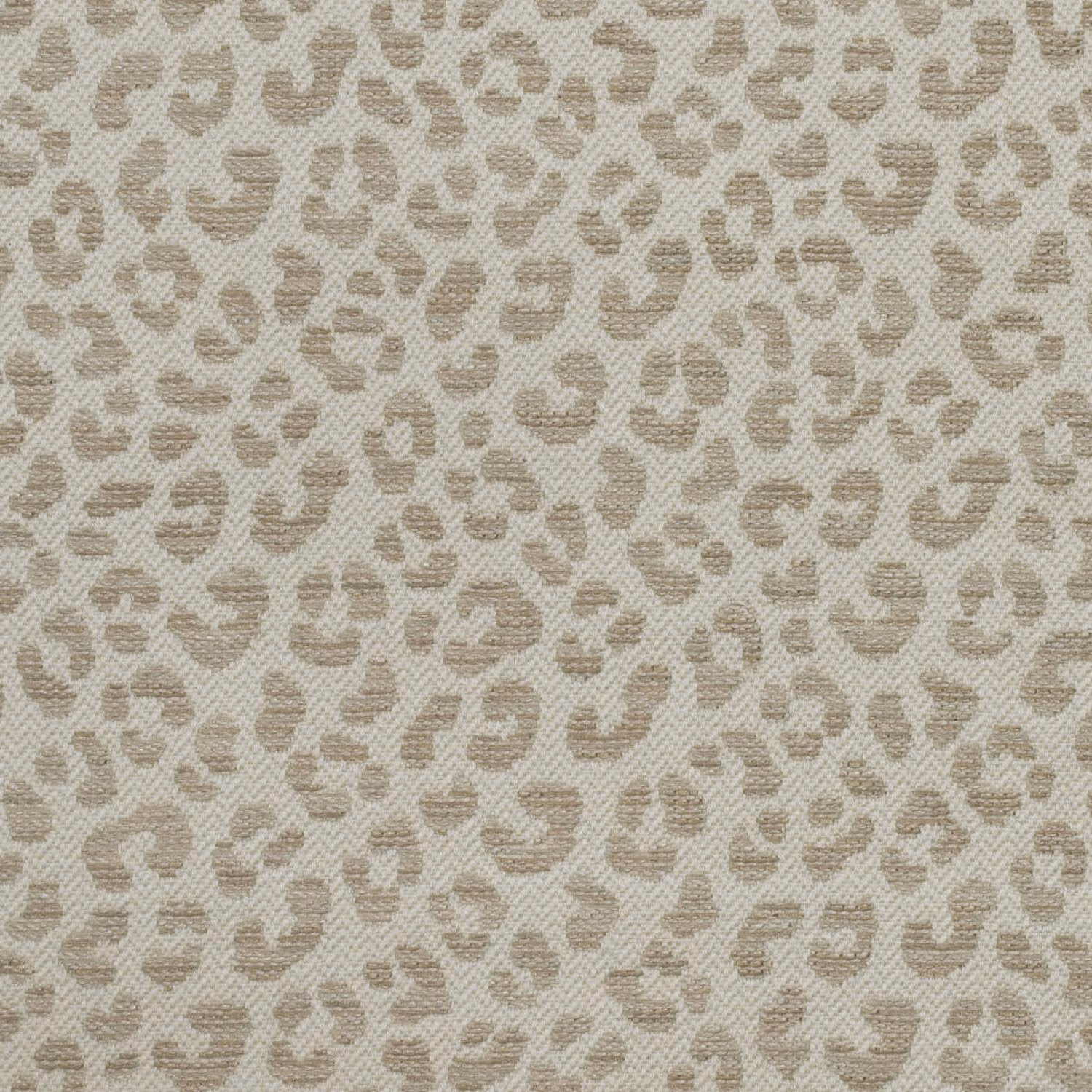 Pale stone taupe woven fabric with small irregular animal-print spots and tactile texture