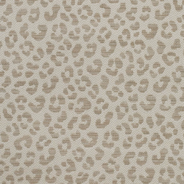 Pale stone taupe woven fabric with small irregular animal-print spots and tactile texture