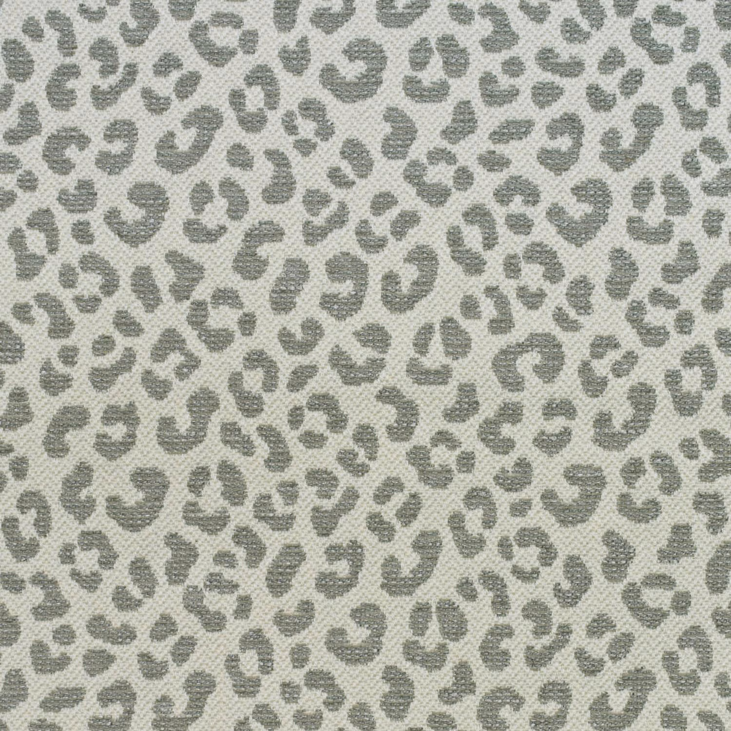 Cool grey leopard spots scattered across a softly textured cream woven ground