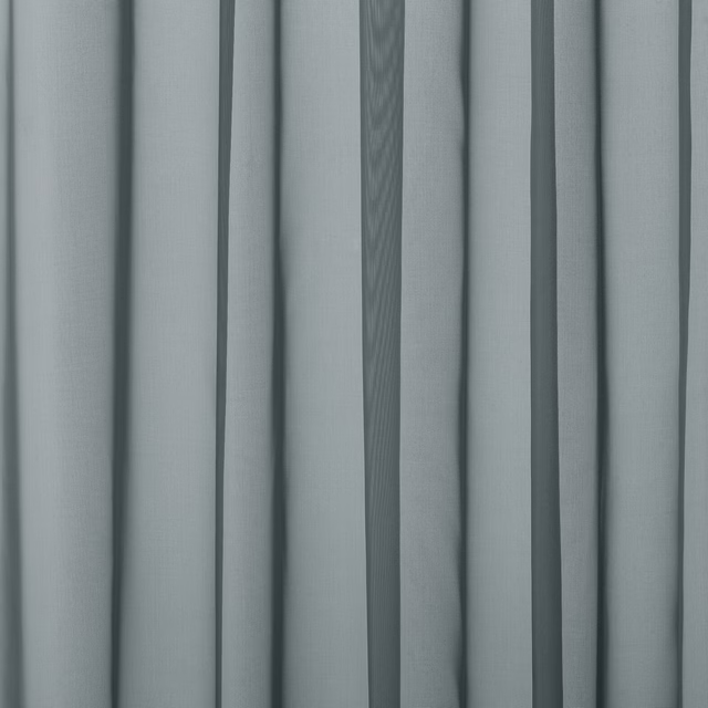 Soft muted blue plain fabric with smooth vertical folds and matte finish