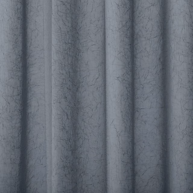Soft denim-blue plain fabric with a fine crinkled texture and gentle folds