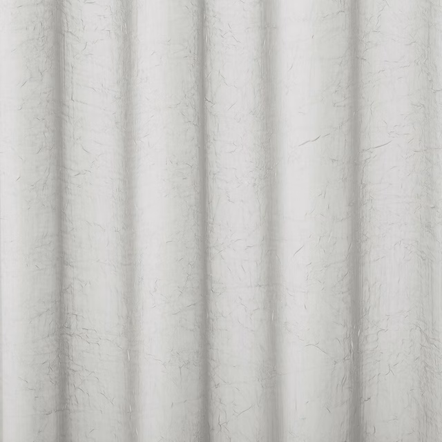 Soft ivory plain fabric with a fine crinkled texture and flowing drape