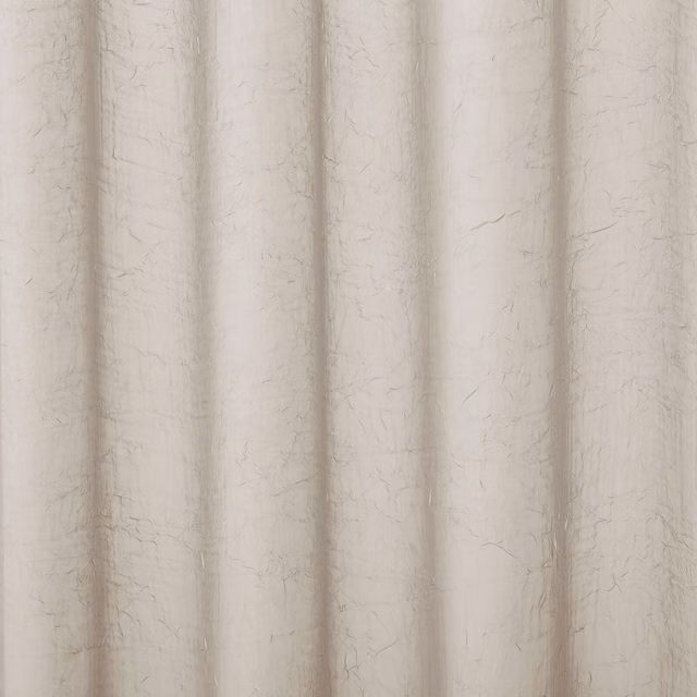 Ivory cream plain drapery fabric with soft crinkled texture and gentle folds