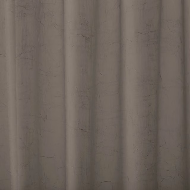 Soft grey taupe plain curtain fabric with a lightly crumpled textured surface