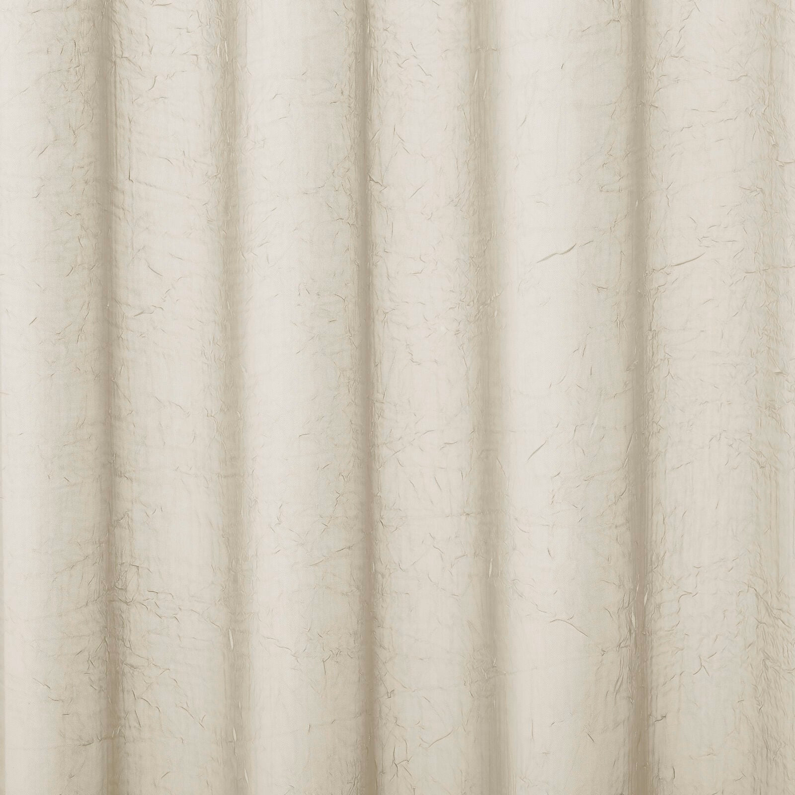 Pale oyster cream textured plain fabric with soft vertical folds