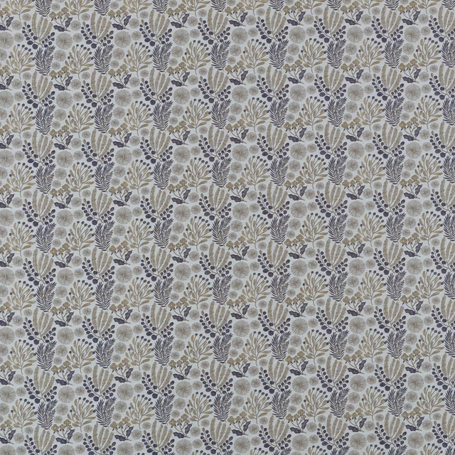 Small-scale sage, taupe and ivory botanical print on a pale ground