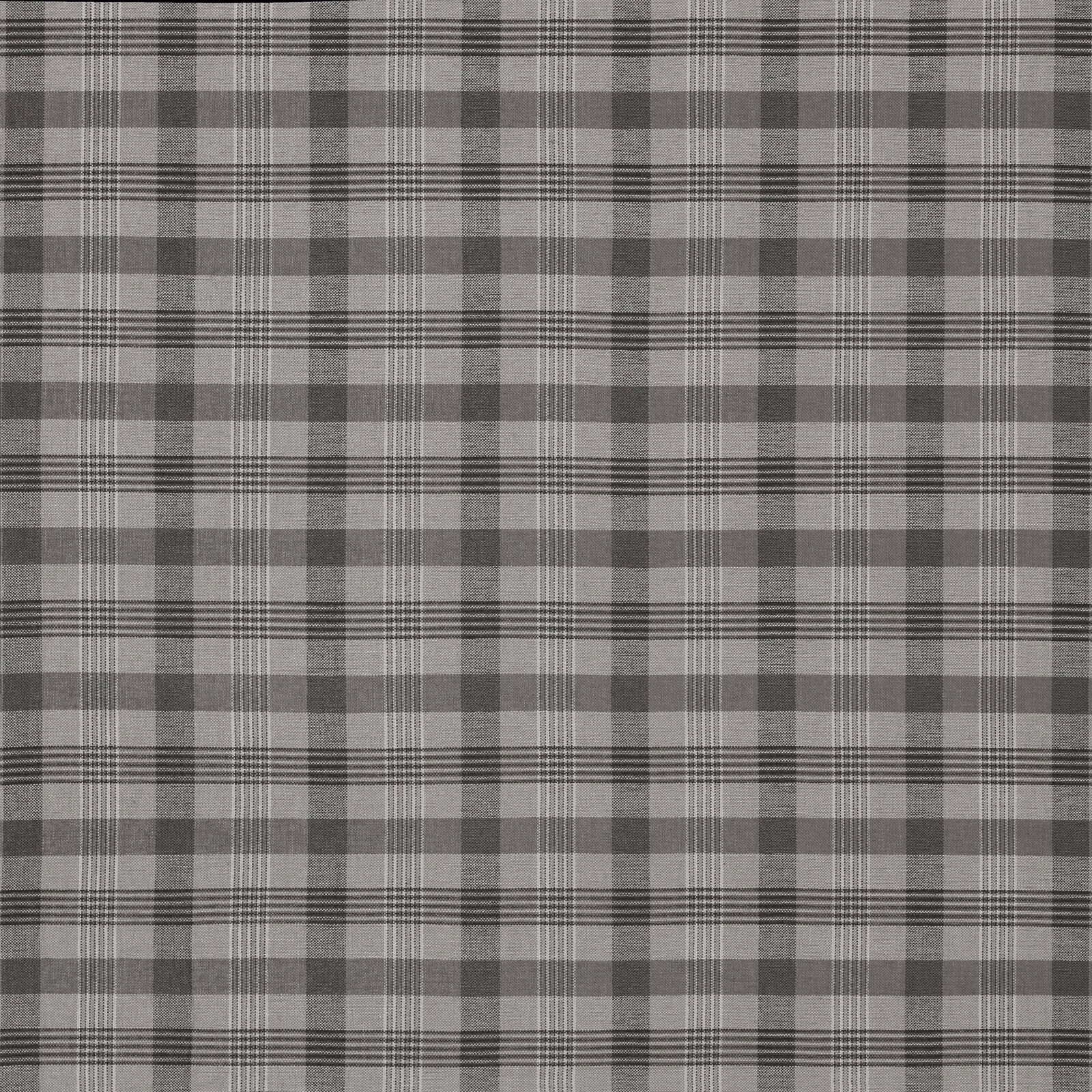 Charcoal and grey checked woven fabric with fine stripe intersections