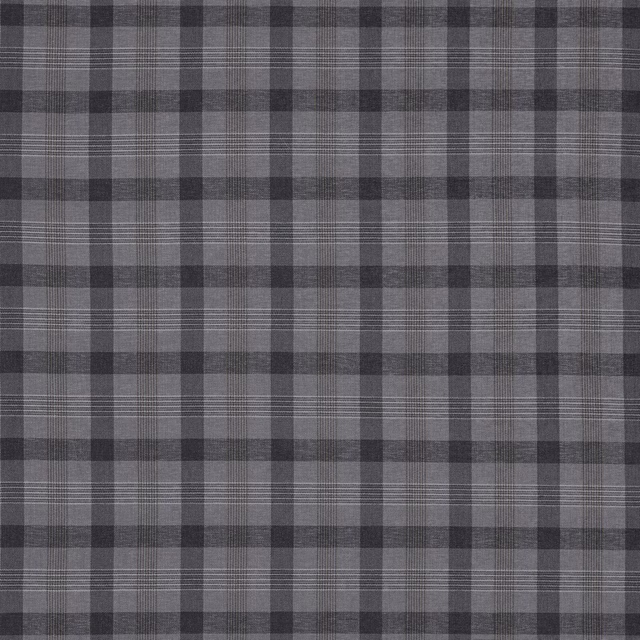 Grey checked woven fabric with charcoal and silver pinstripes