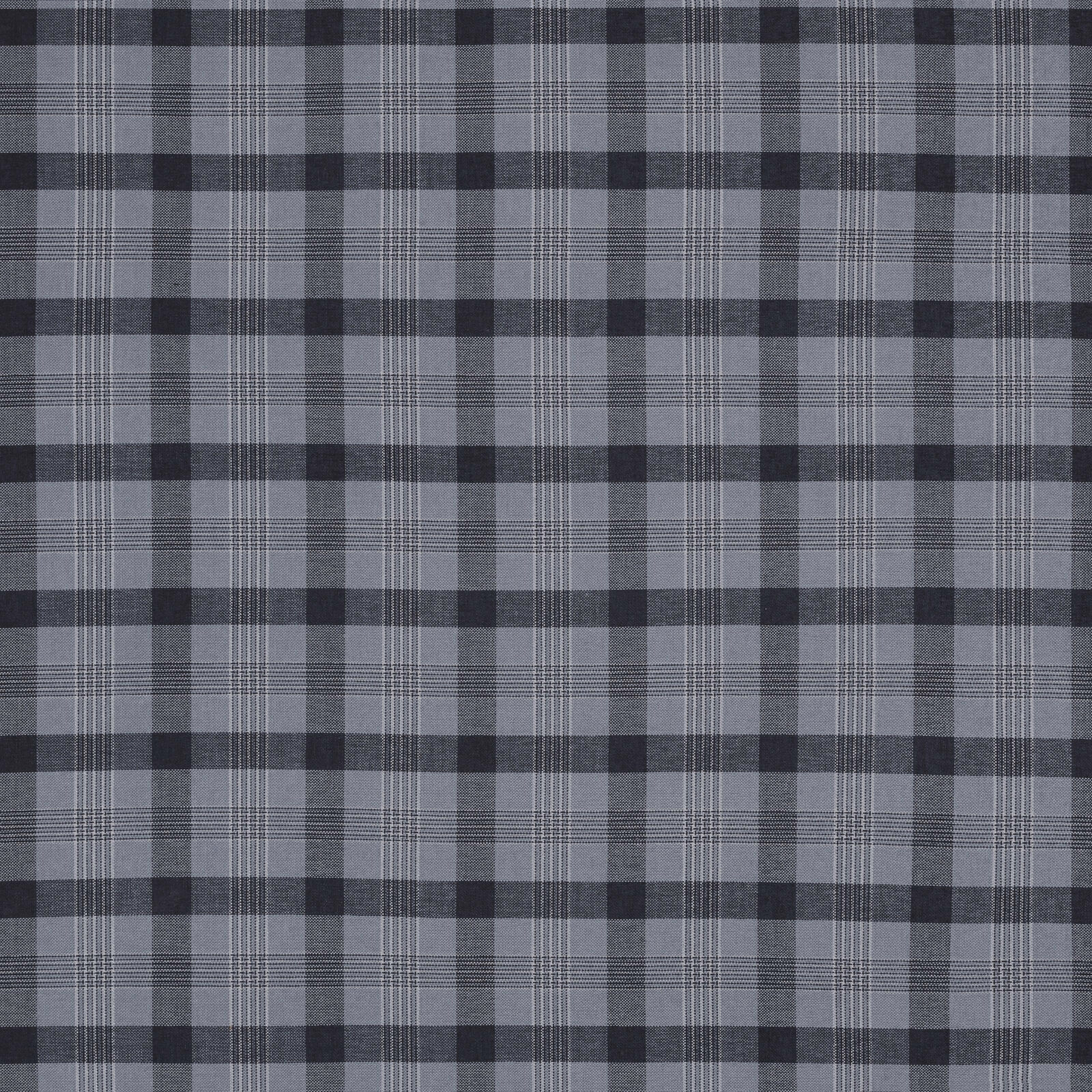 Grey and charcoal checked woven fabric with fine striped detailing