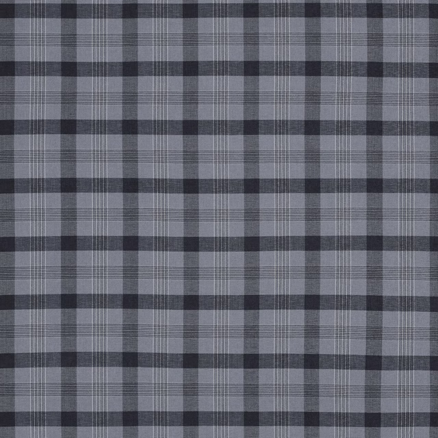 Grey and charcoal checked woven fabric with fine striped detailing