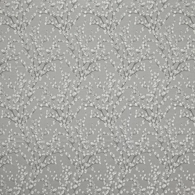 Pale botanical leaf trail on a soft dove-grey fabric ground
