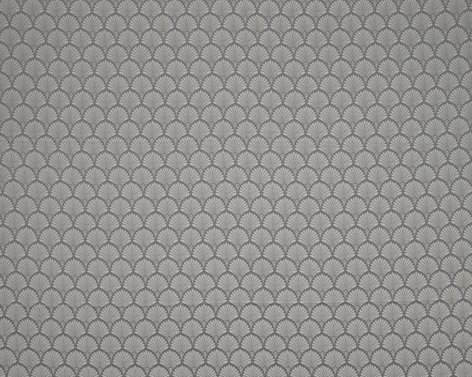 Small repeating scalloped fan pattern in soft grey on a darker grey ground