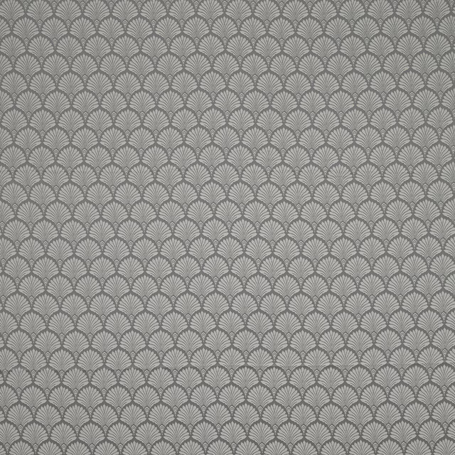 Small repeating scalloped fan pattern in soft grey on a darker grey ground