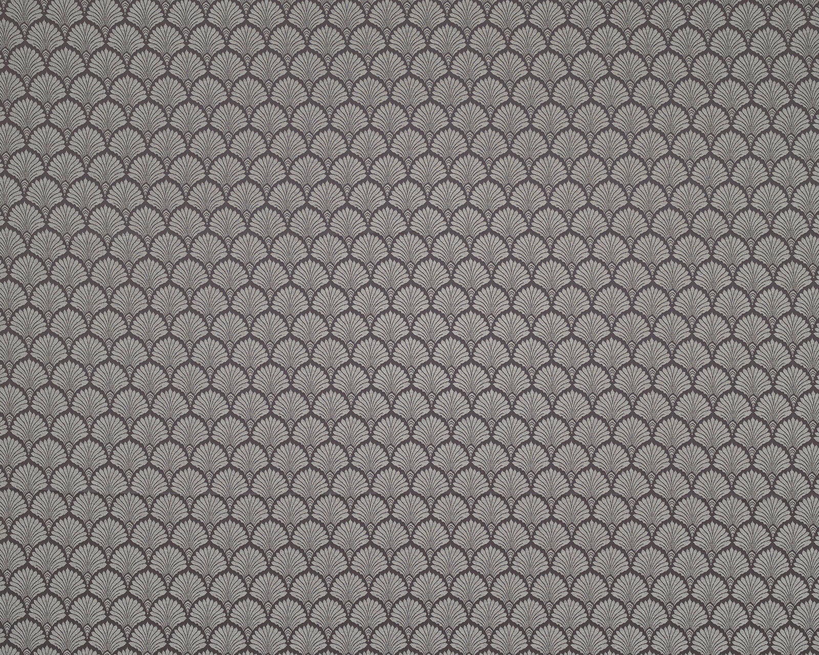 Smoky silver grey geometric fan motif fabric with a small repeating weave