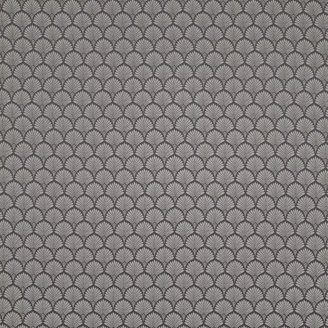 Smoky silver grey geometric fan motif fabric with a small repeating weave