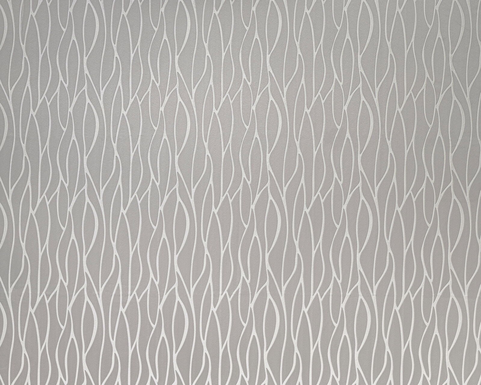 Soft dove grey curtain fabric with slim white abstract wavy lines
