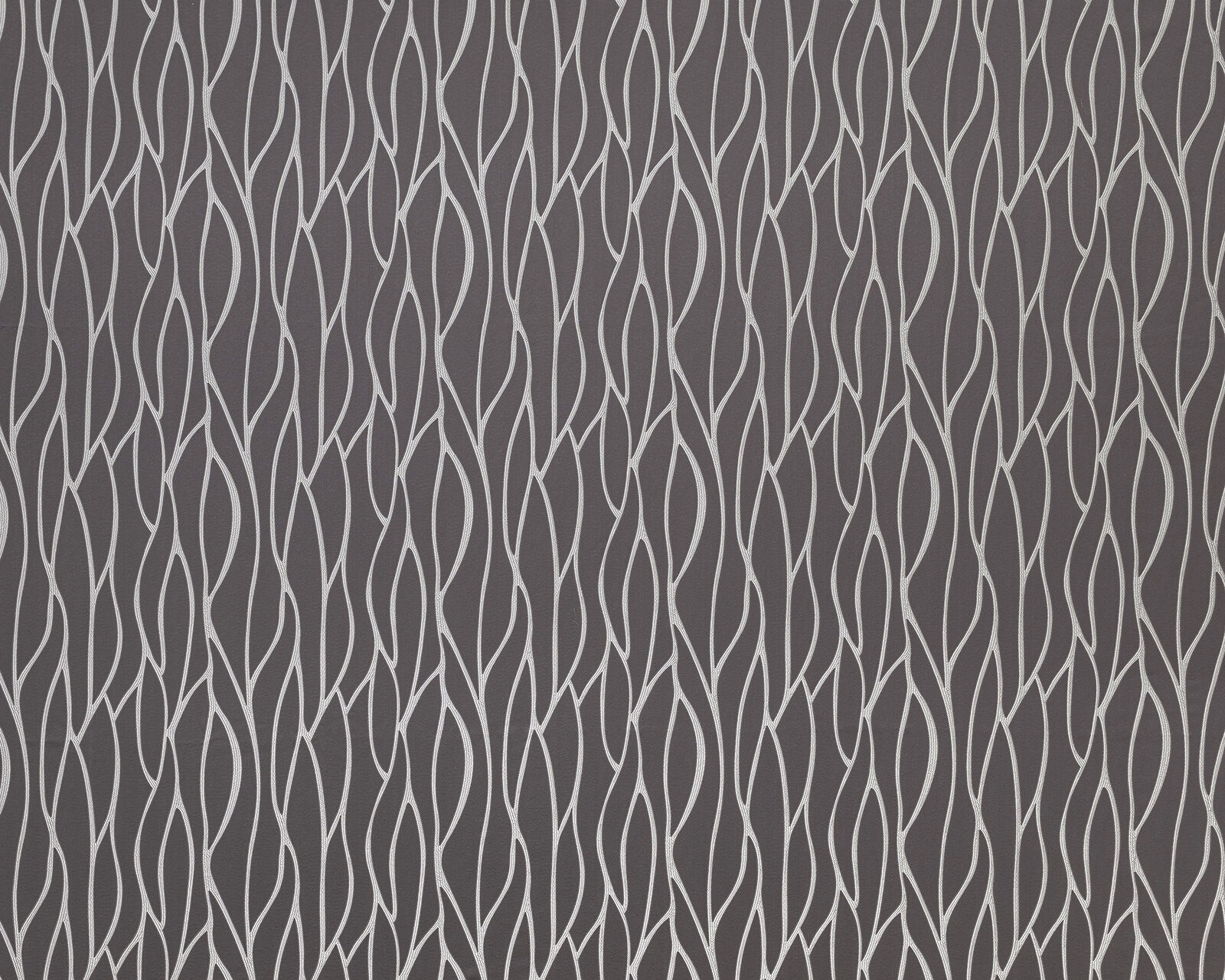 Grey fabric swatch with looping thistle-toned abstract line pattern