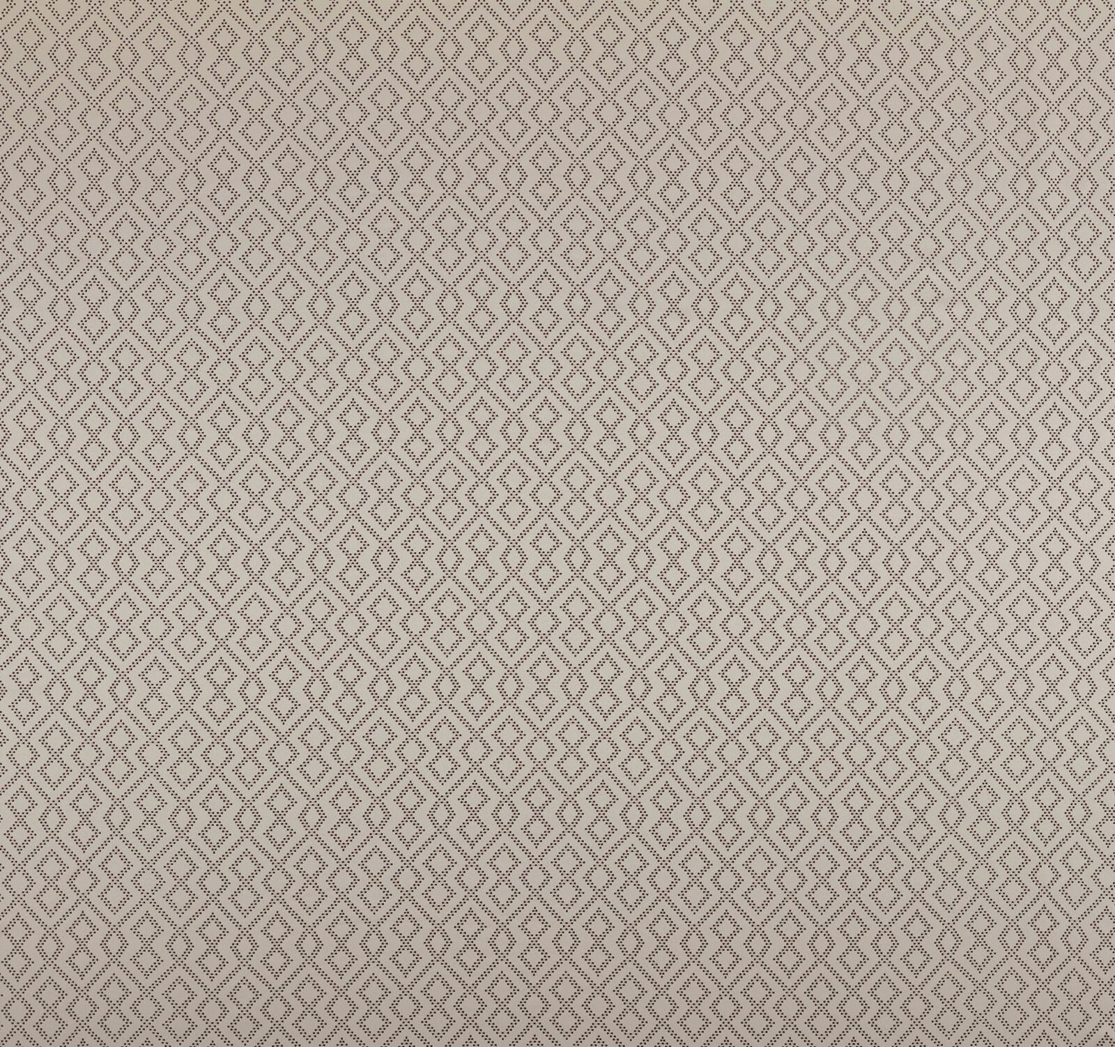 Close-up of champagne beige geometric woven fabric with small diamond motif