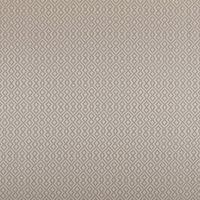 Close-up of champagne beige geometric woven fabric with small diamond motif