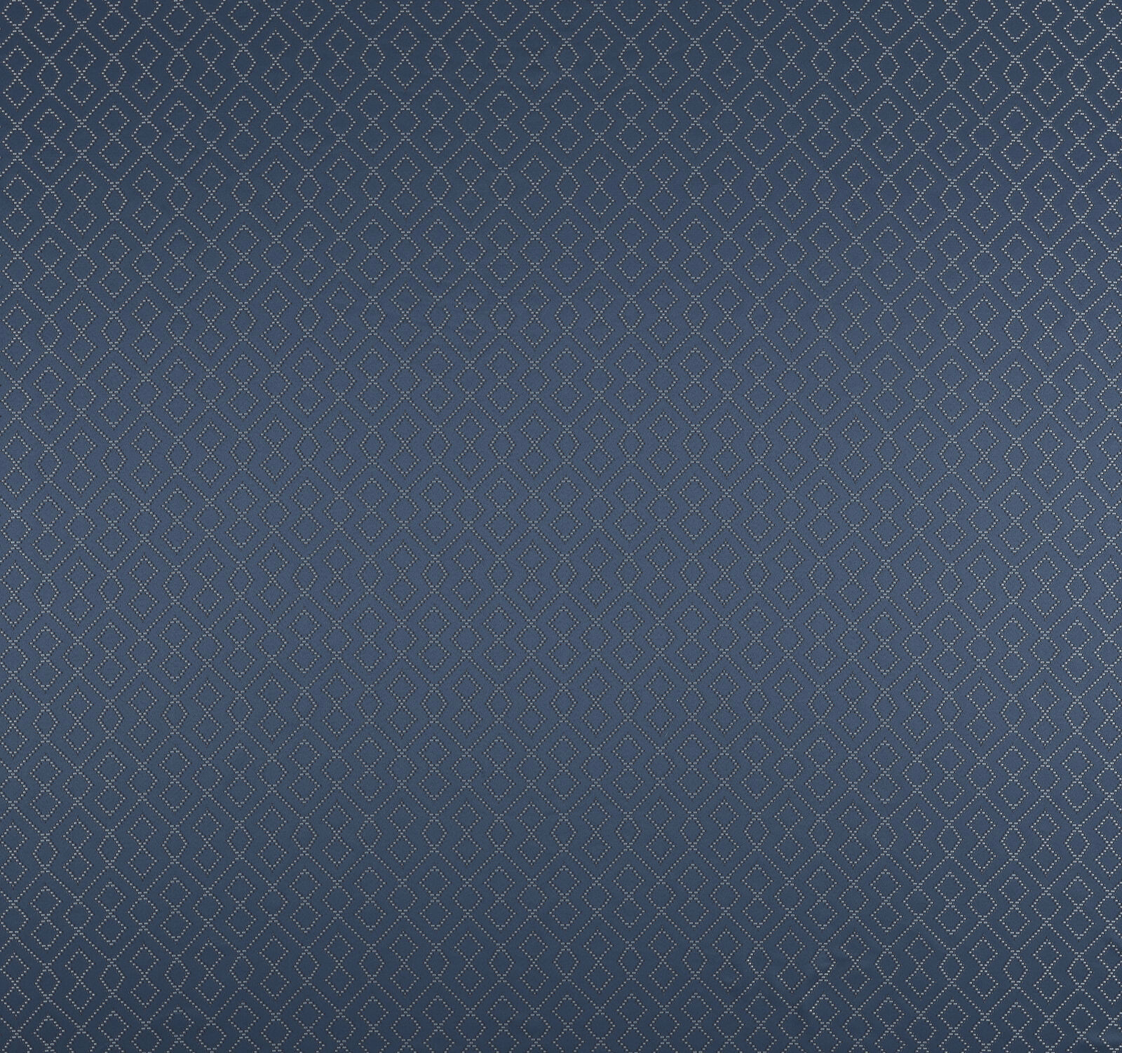 Deep blue geometric fabric with tiny dotted diamond lattice pattern