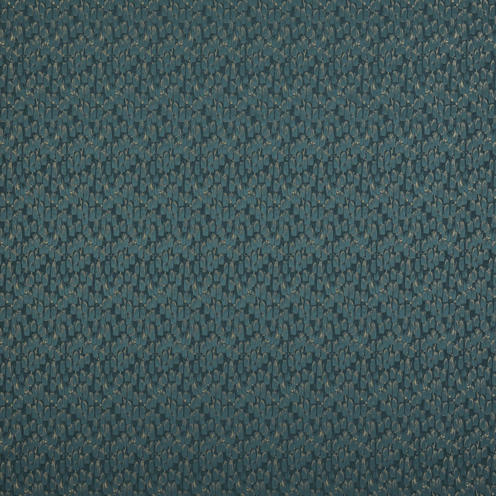 Close-up of textured peacock teal woven fabric with tiny mottled flecks