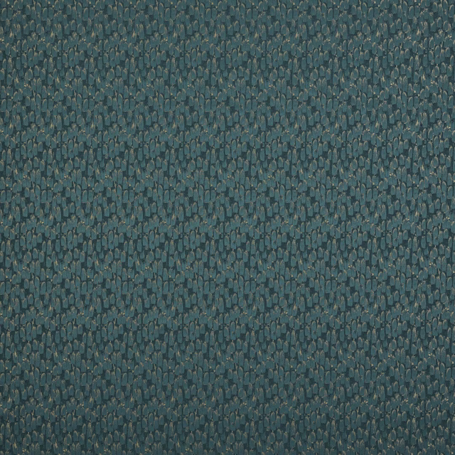 Close-up of textured peacock teal woven fabric with tiny mottled flecks