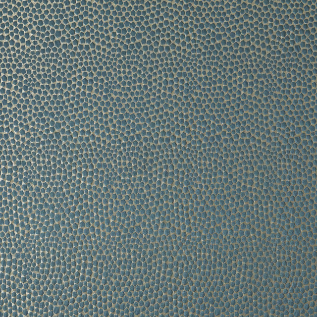 Textured peacock blue woven fabric with small tessellated pebble-like pattern