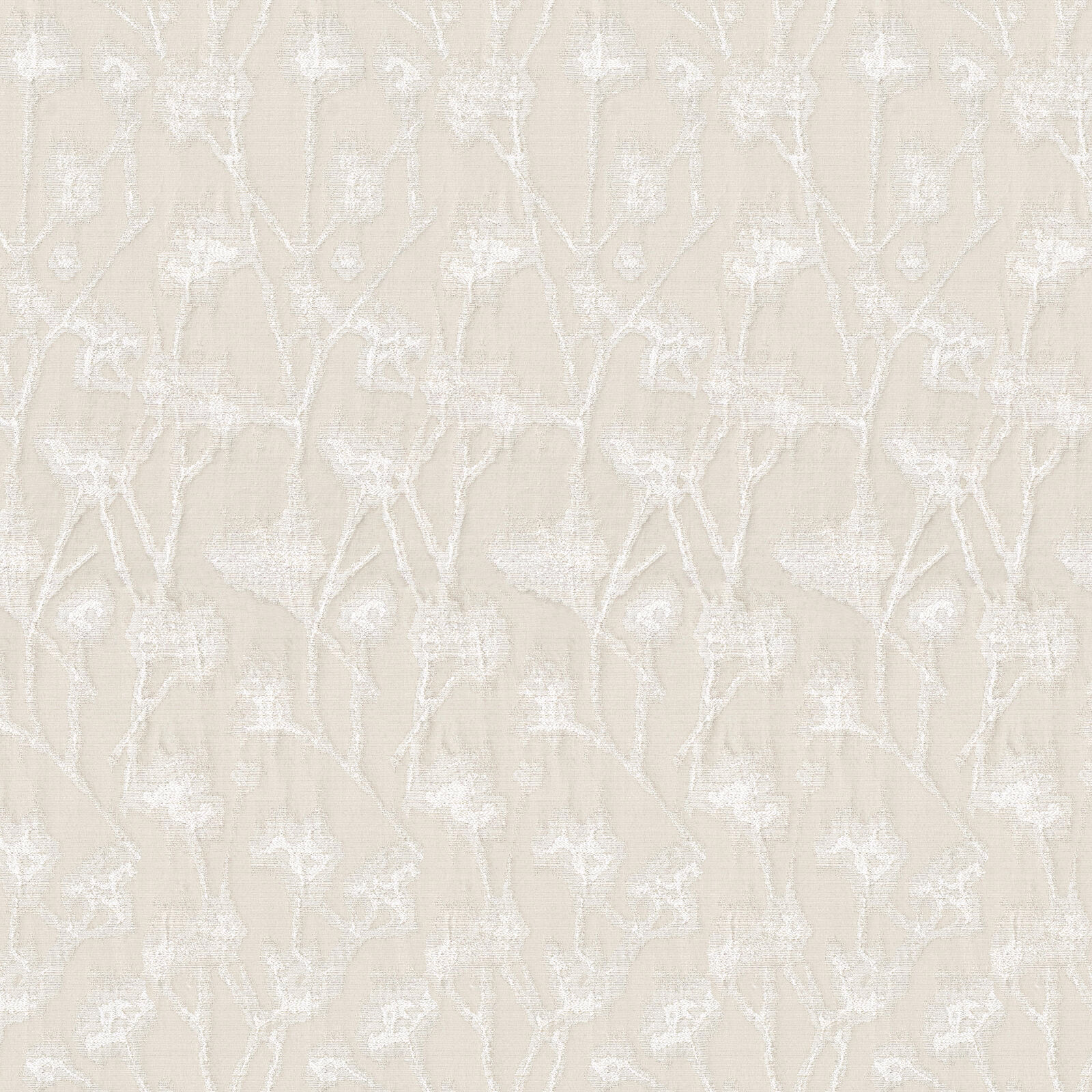 Porcelain cream botanical patterned drapery fabric with soft tonal sheen