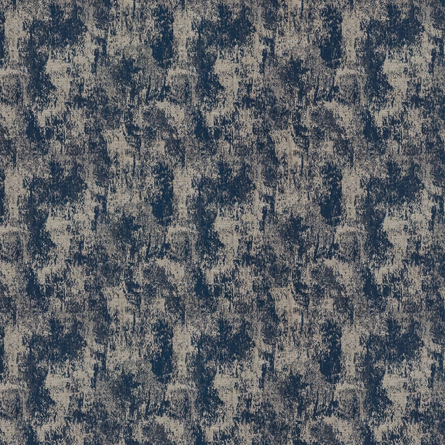 Abstract ink-blue and beige textured fabric swatch with distressed repeat pattern