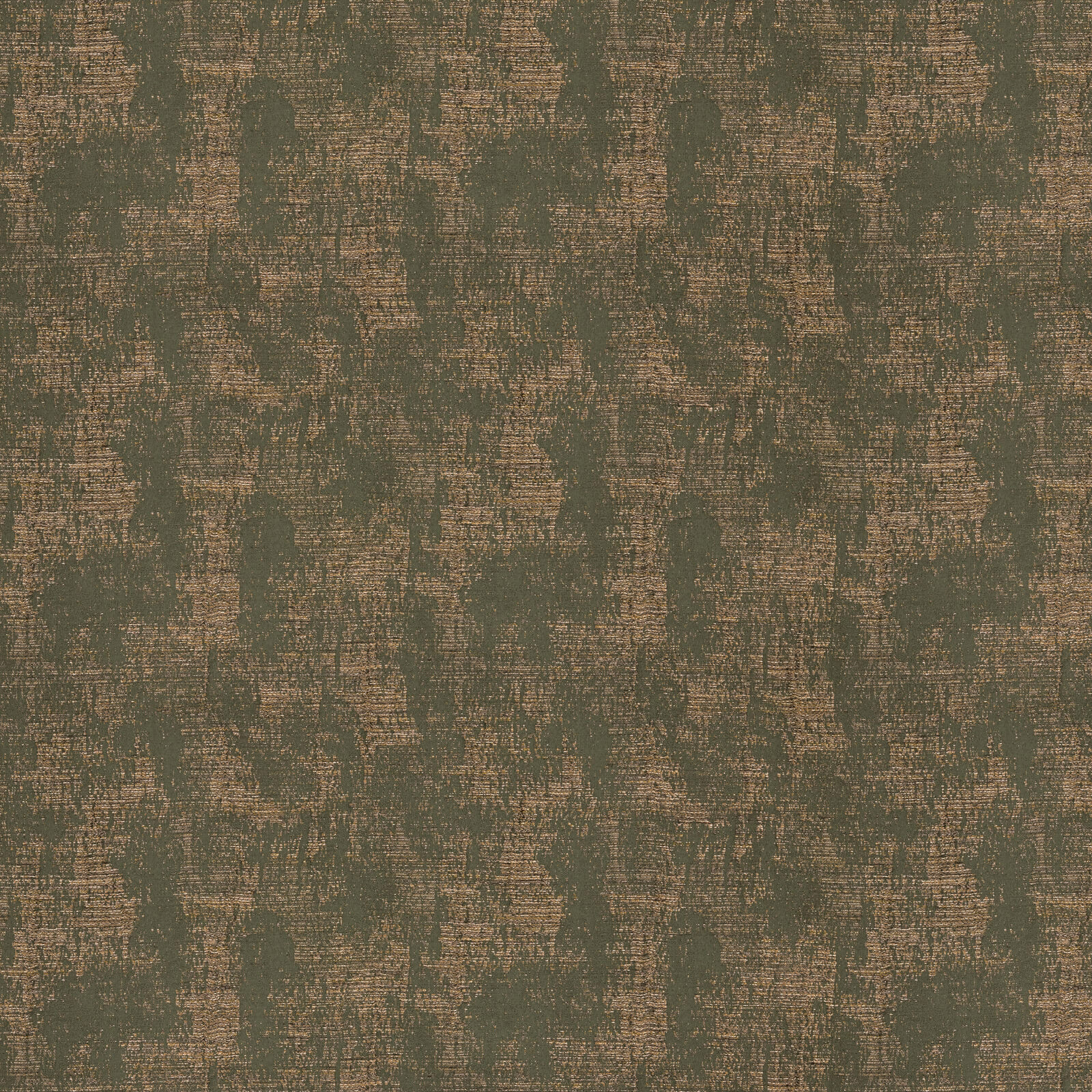 Abstract olive and brown mottled fabric swatch with weathered woven texture
