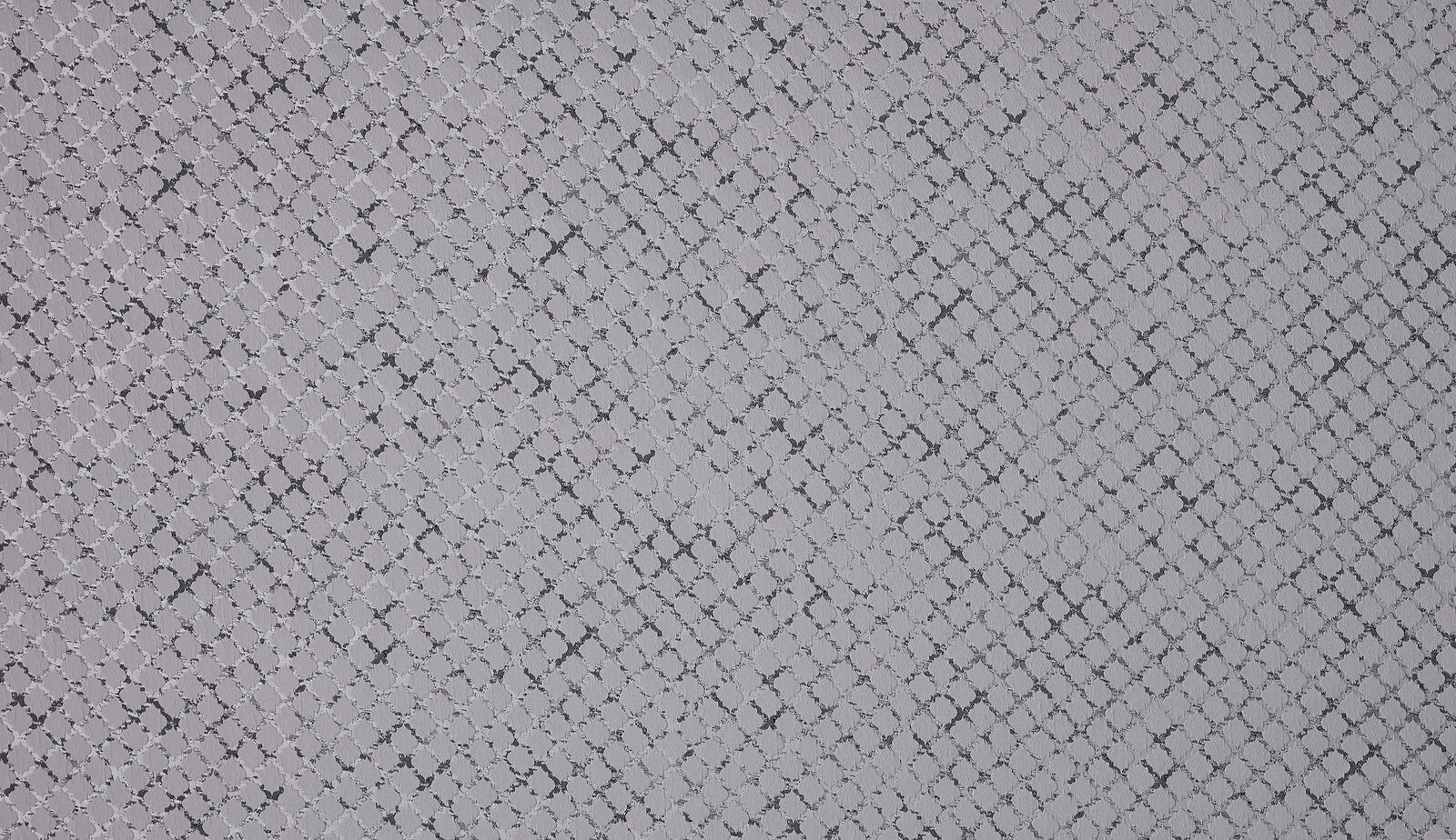 Soft graphite grey woven fabric with a small geometric repeat and subtle texture