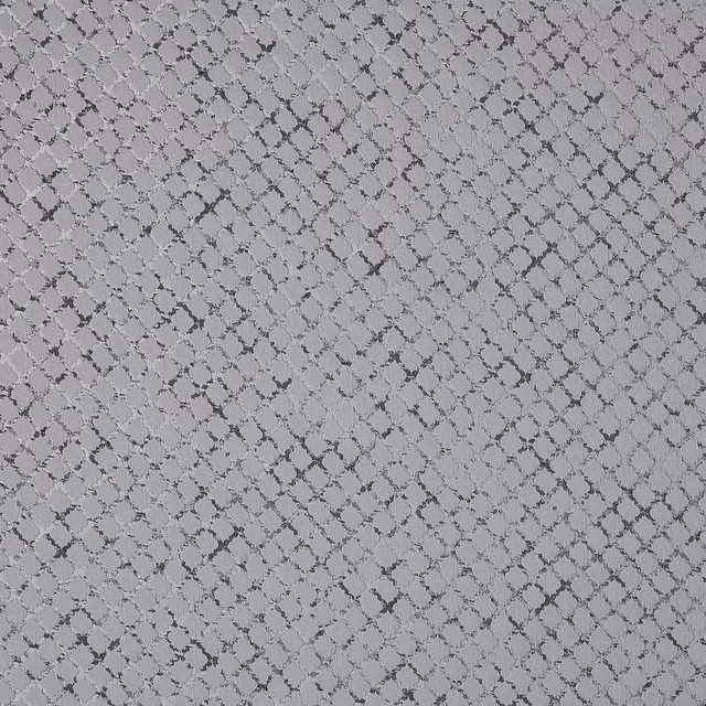 Soft graphite grey woven fabric with a small geometric repeat and subtle texture