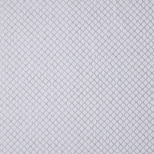 Pale platinum grey woven fabric with a fine diamond lattice pattern