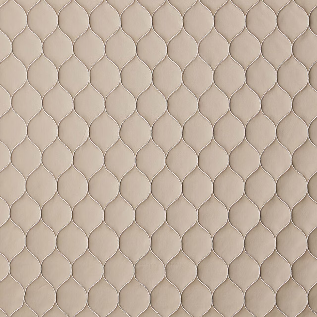 Champagne beige geometric woven fabric with small linked pattern and soft texture