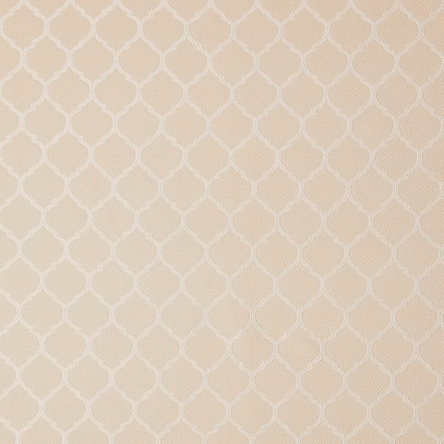 Pale champagne cream woven fabric with a small geometric lattice pattern
