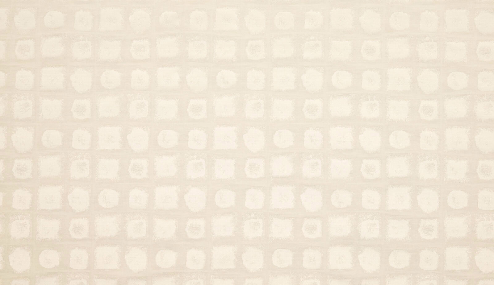 Swatch of ivory geometric woven fabric with small square and circular motifs