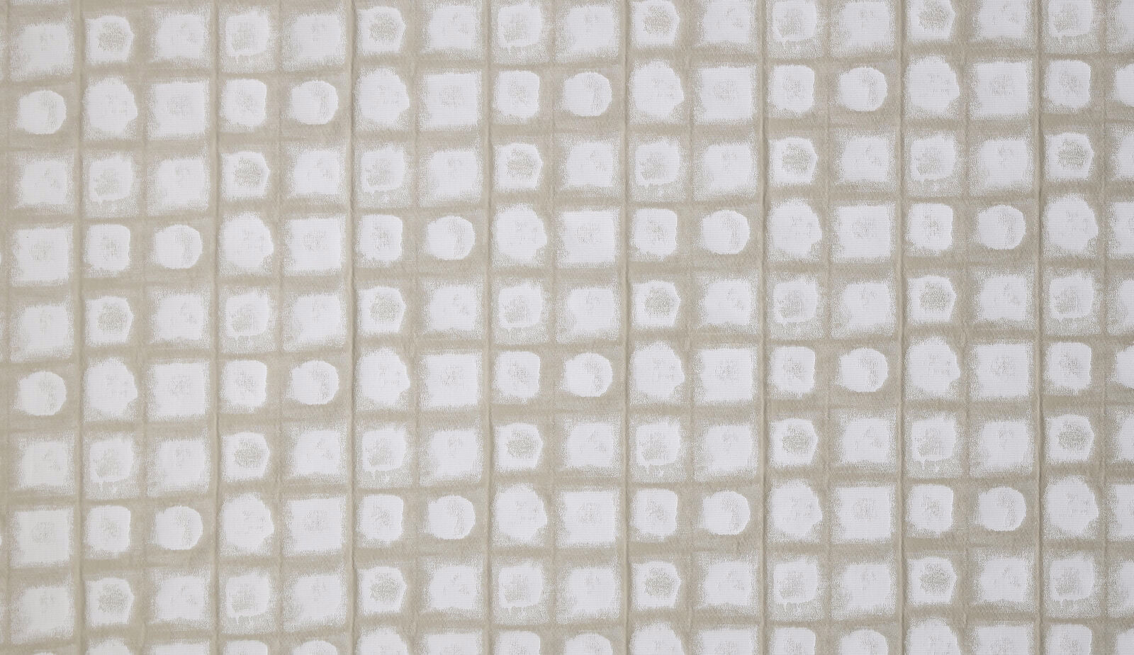 Pale oyster cream woven fabric with a soft small-scale square grid pattern