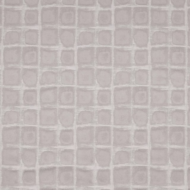 Pale pewter grey fabric with a small grid of rounded square motifs