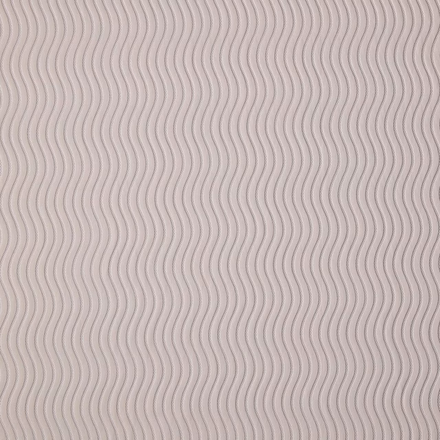 Close-up of soft taupe wavy stripe woven fabric with fine linear texture