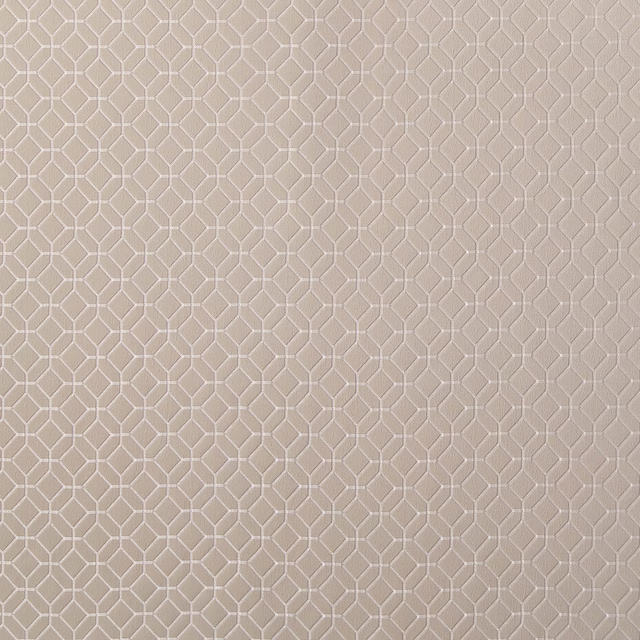 Close-up of a soft taupe geometric weave with tiny lattice pattern