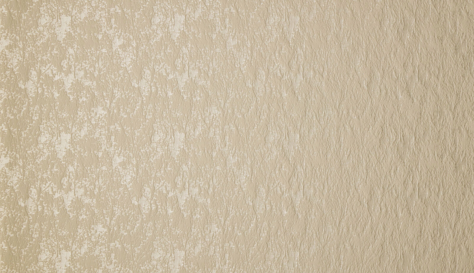 Soft warm gold textured botanical fabric swatch with pale cream patterning