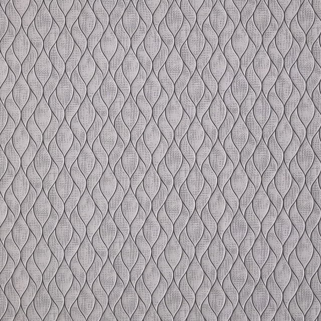 Close-up of a small-scale damask weave in soft pewter grey