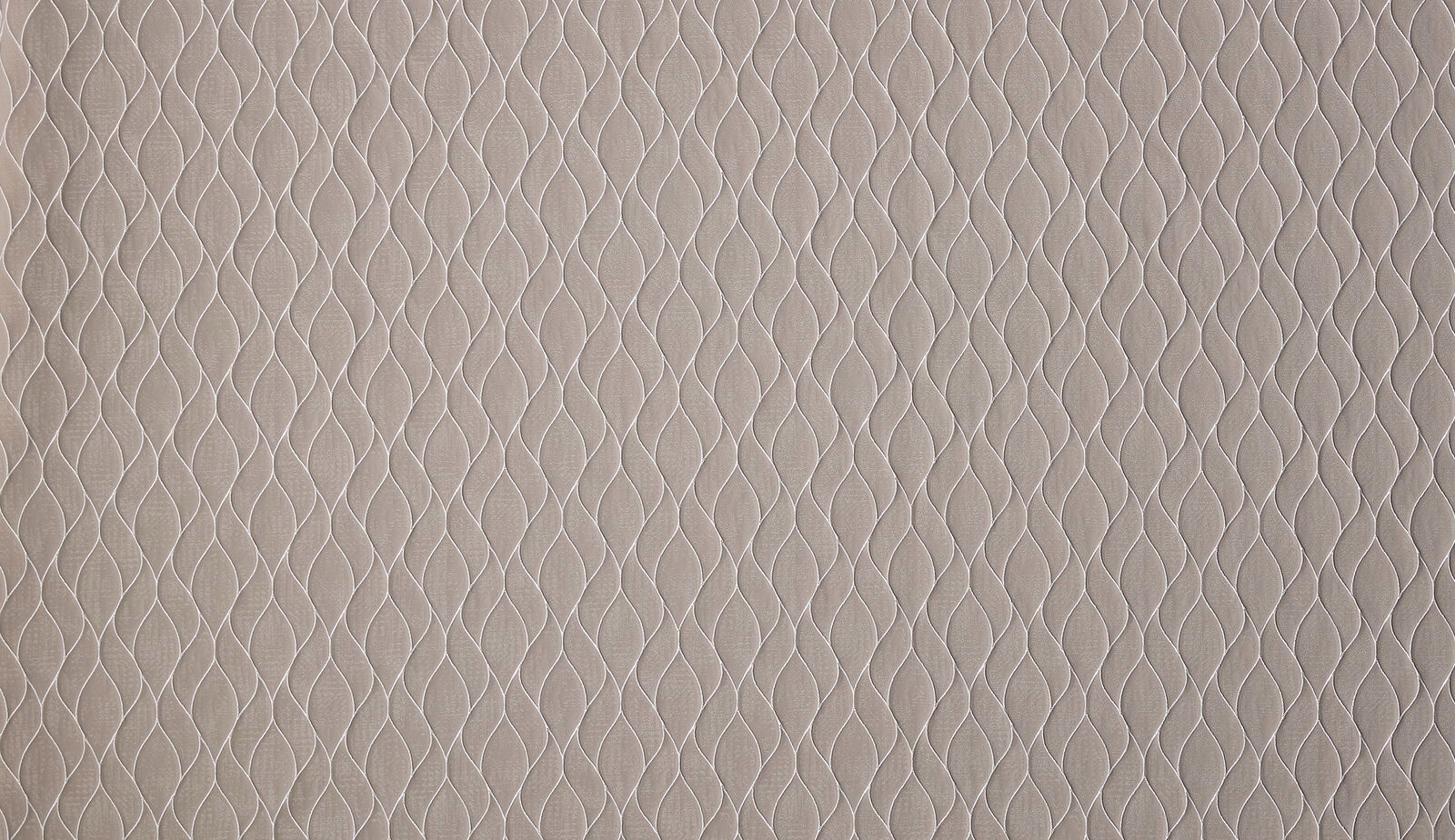 Close-up of warm taupe small-scale damask woven fabric with subtle raised pattern