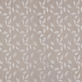 Soft taupe curtain fabric with small pale leaf trail pattern