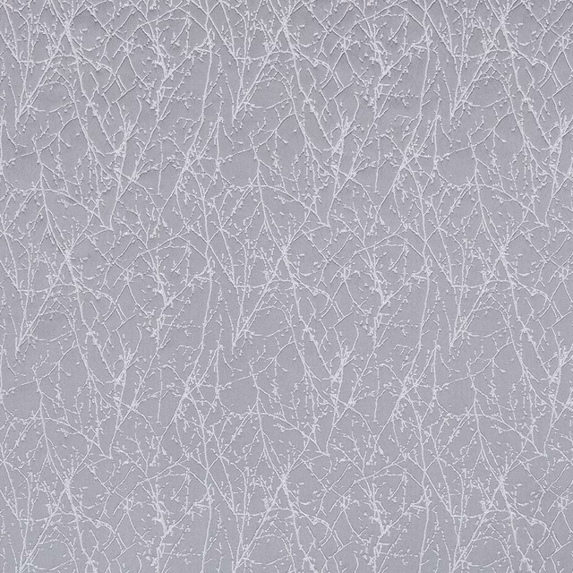 Soft graphite grey woven fabric with fine branch-like textured pattern