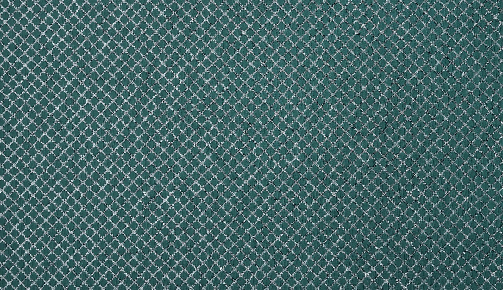 Deep emerald teal geometric weave with a fine small-scale lattice pattern