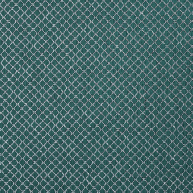 Deep emerald teal geometric weave with a fine small-scale lattice pattern