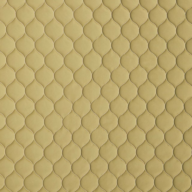 Soft apple-yellow textured weave with small repeating leaf-like pattern