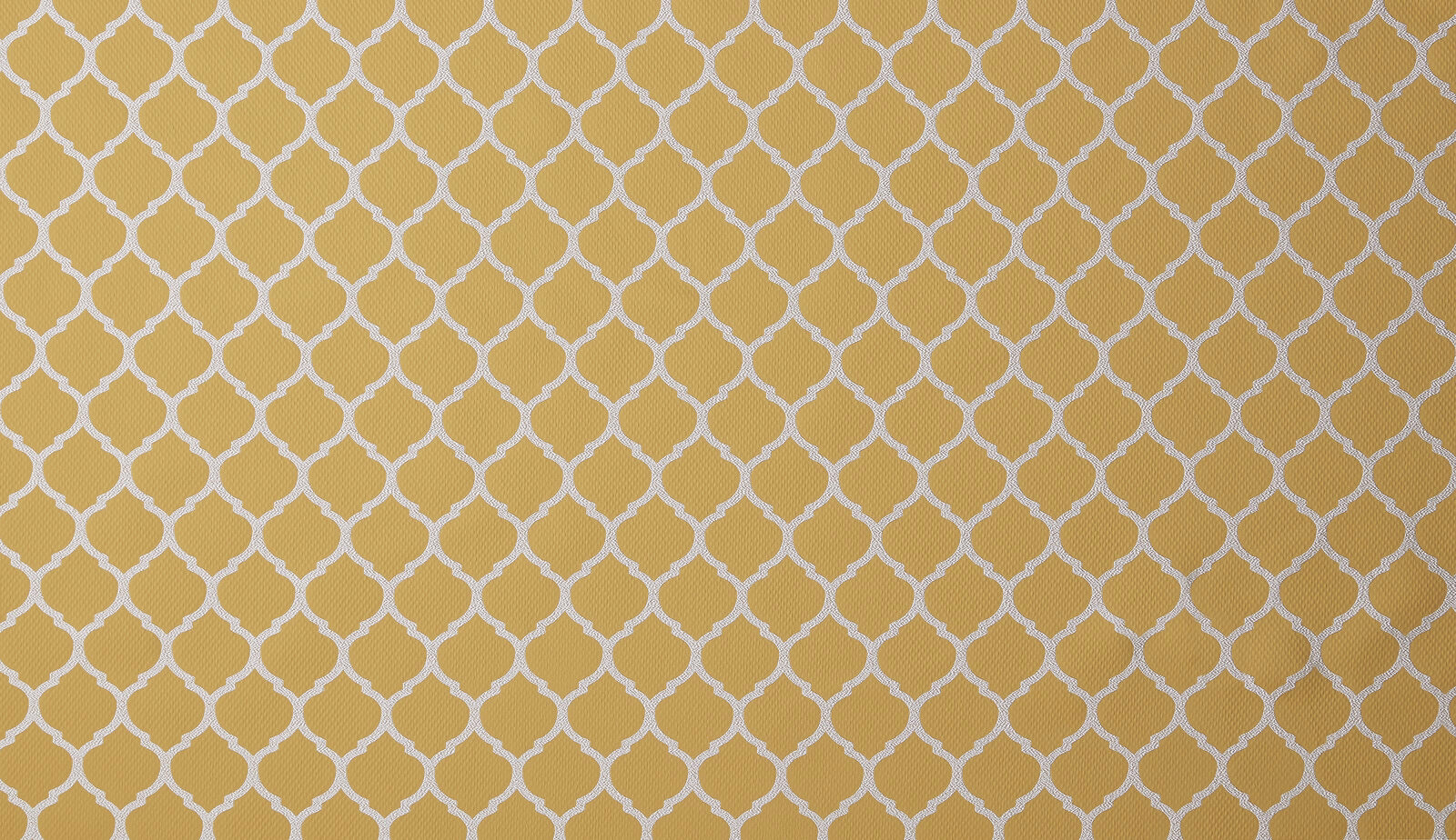 Sunflower yellow geometric fabric with small trellis motif and pale outlines